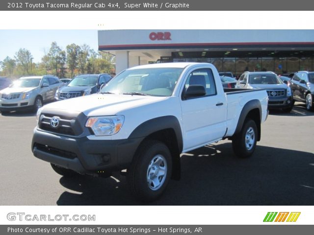 Super White 2012 Toyota Tacoma Regular Cab 4x4 Graphite Interior