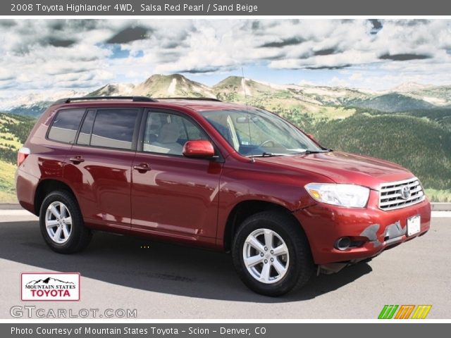 2008 Toyota Highlander 4WD in Salsa Red Pearl