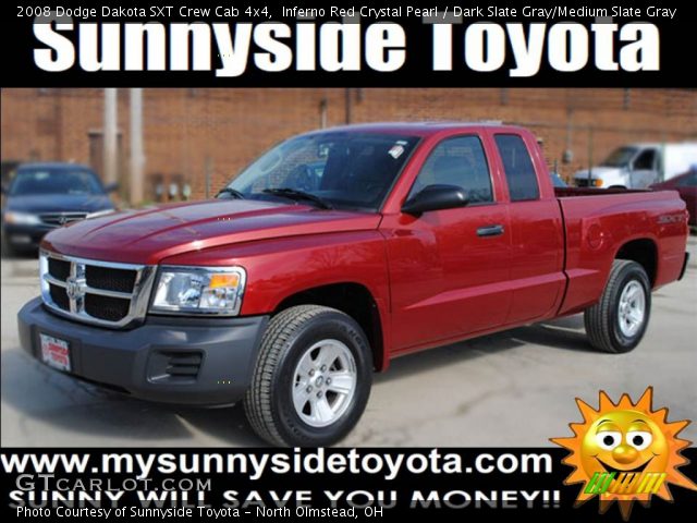 2008 Dodge Dakota SXT Crew Cab 4x4 in Inferno Red Crystal Pearl