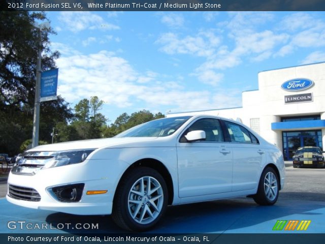 2012 Ford Fusion SEL V6 in White Platinum Tri-Coat