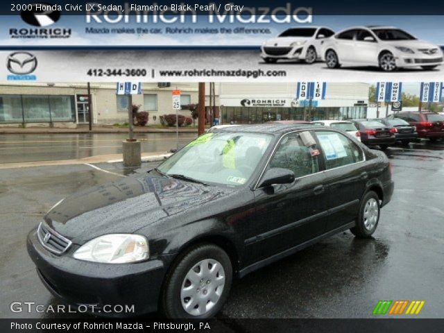 2000 Honda Civic LX Sedan in Flamenco Black Pearl
