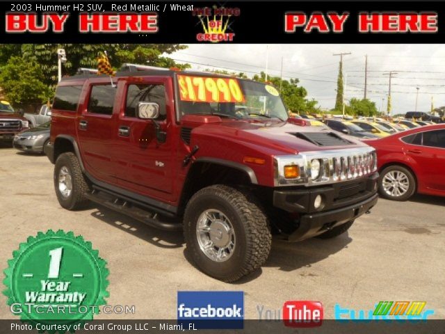 2003 Hummer H2 SUV in Red Metallic