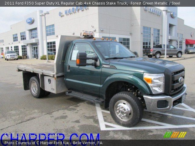 2011 Ford F350 Super Duty XL Regular Cab 4x4 Chassis Stake Truck in Forest Green Metallic