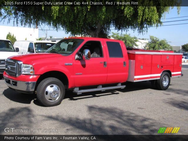 2005 Ford F350 Super Duty Lariat Crew Cab 4x4 Chassis in Red
