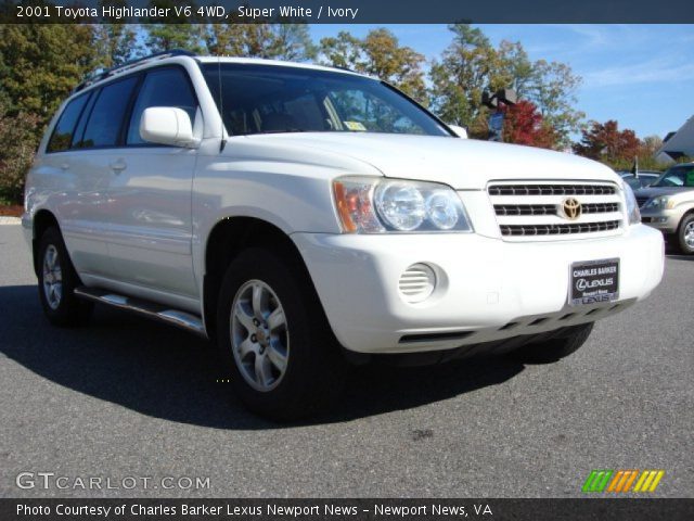 2001 Toyota Highlander V6 4WD in Super White