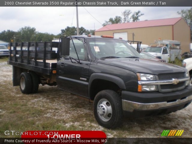 2003 Chevrolet Silverado 3500 Regular Cab Chassis Stake Truck in Dark Green Metallic