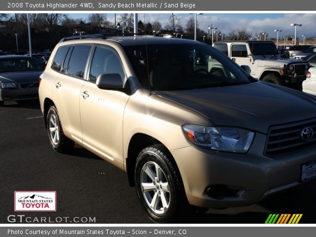 2008 Toyota Highlander 4WD in Sandy Beach Metallic