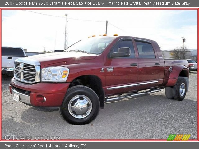 2007 Dodge Ram 3500 Laramie Mega Cab 4x4 Dually in Inferno Red Crystal Pearl