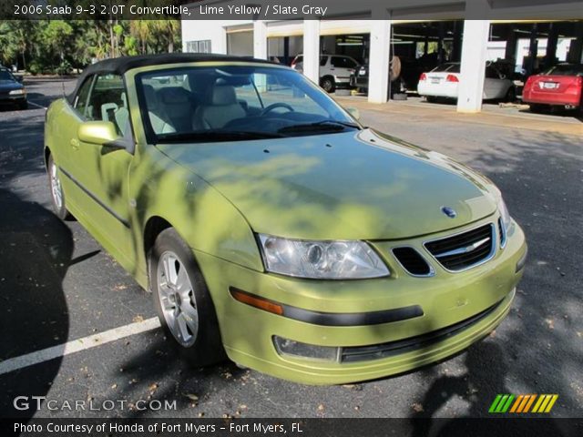 2006 Saab 9-3 2.0T Convertible in Lime Yellow