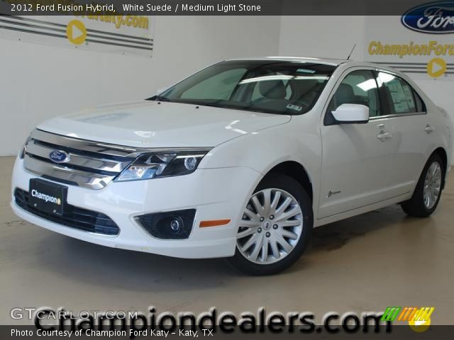 2012 Ford Fusion Hybrid in White Suede