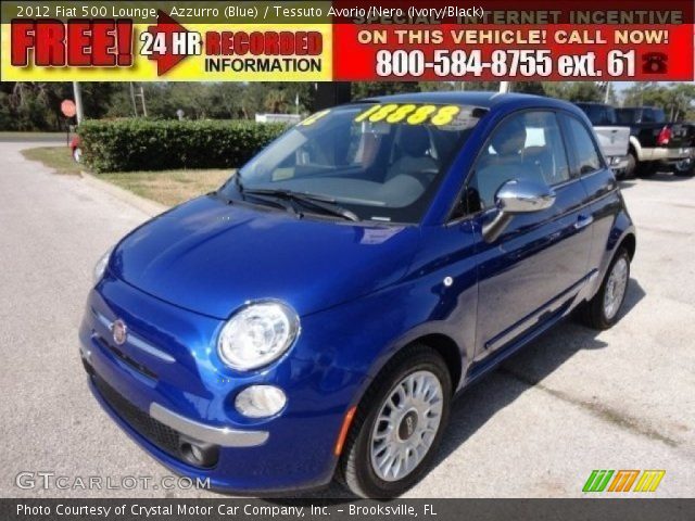 2012 Fiat 500 Lounge in Azzurro (Blue)