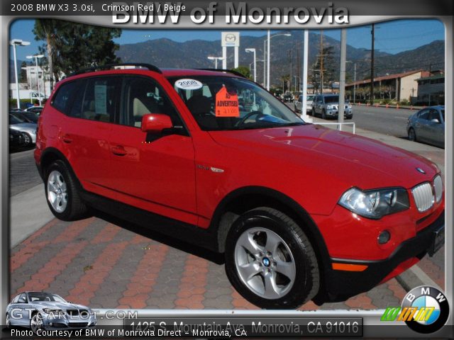 2008 BMW X3 3.0si in Crimson Red