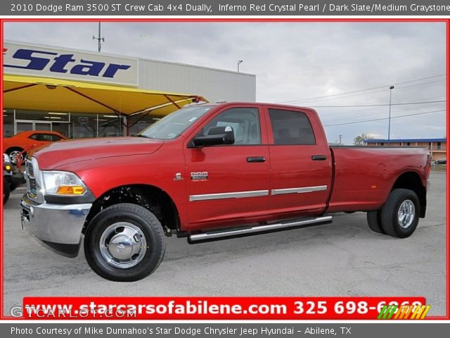 2010 Dodge Ram 3500 ST Crew Cab 4x4 Dually in Inferno Red Crystal Pearl