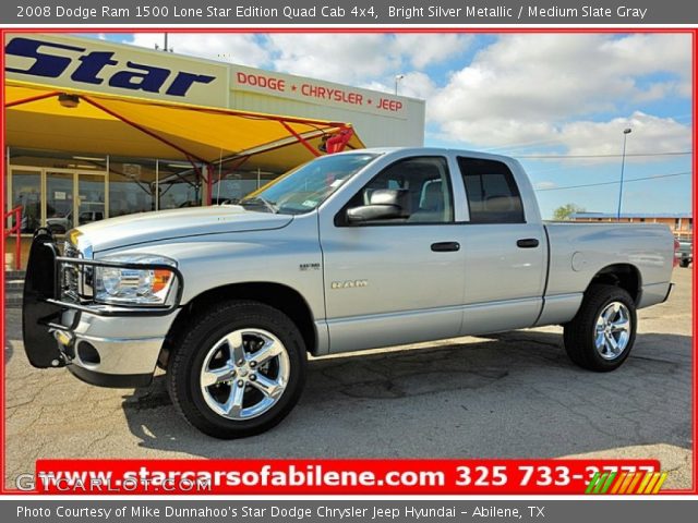 2008 Dodge Ram 1500 Lone Star Edition Quad Cab 4x4 in Bright Silver Metallic