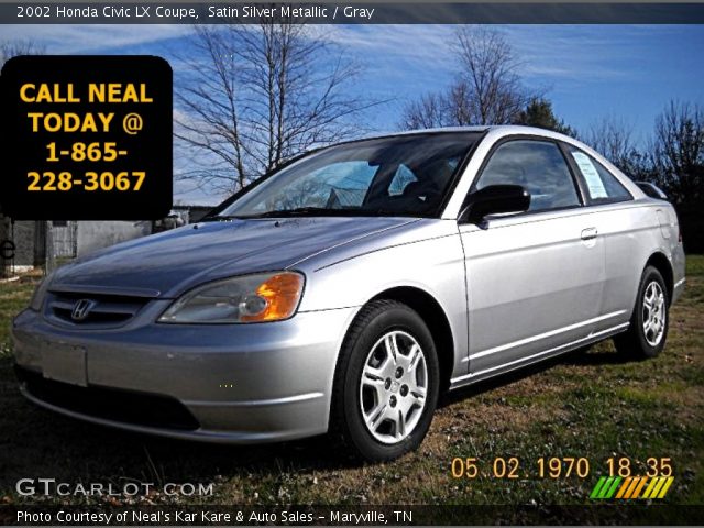 2002 Honda Civic LX Coupe in Satin Silver Metallic