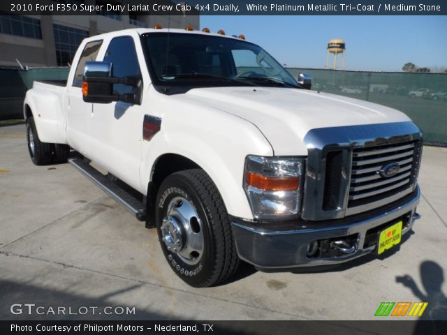 2010 Ford F350 Super Duty Lariat Crew Cab 4x4 Dually in White Platinum Metallic Tri-Coat
