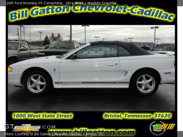 1998 Ford Mustang V6 Convertible in Ultra White