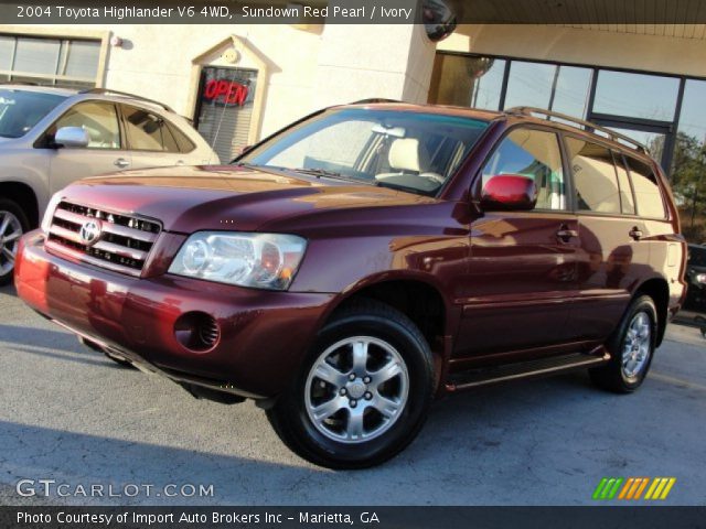 2004 Toyota Highlander V6 4WD in Sundown Red Pearl
