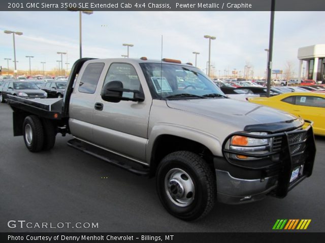 2001 GMC Sierra 3500 SLE Extended Cab 4x4 Chassis in Pewter Metallic