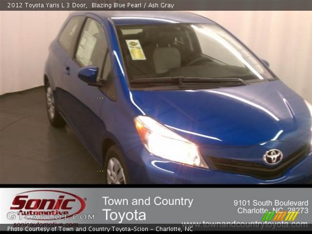2012 Toyota Yaris L 3 Door in Blazing Blue Pearl
