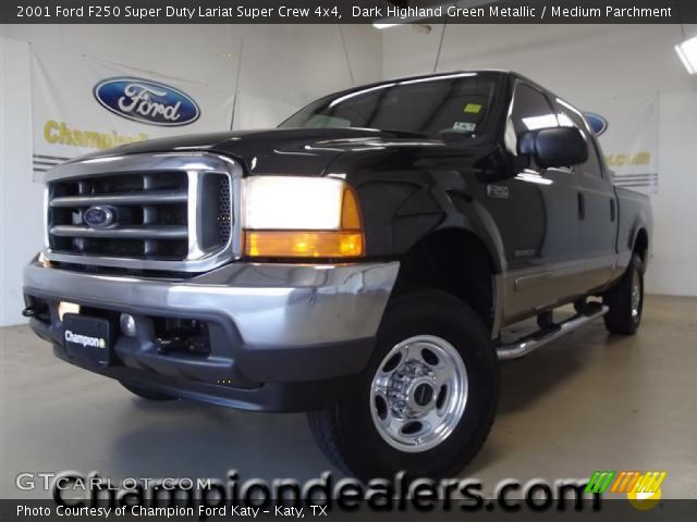 2001 Ford F250 Super Duty Lariat Super Crew 4x4 in Dark Highland Green Metallic