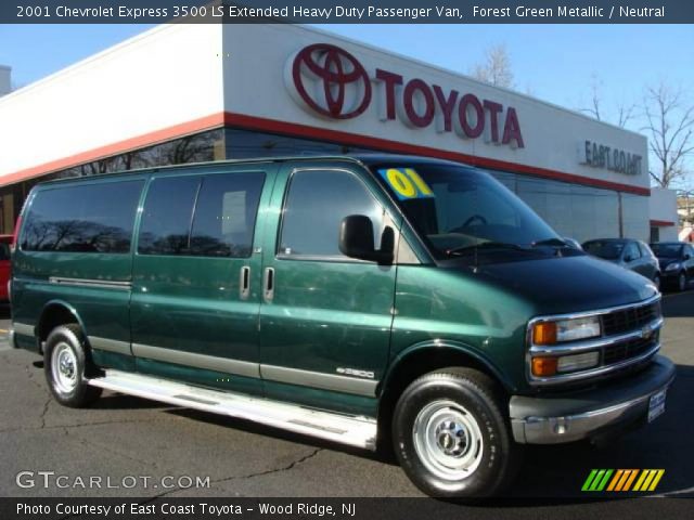 2001 Chevrolet Express 3500 LS Extended Heavy Duty Passenger Van in Forest Green Metallic