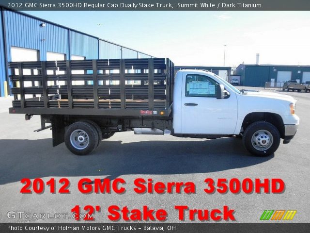 2012 GMC Sierra 3500HD Regular Cab Dually Stake Truck in Summit White