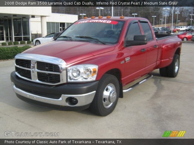 2008 Dodge Ram 3500 Laramie Quad Cab Dually in Inferno Red Crystal Pearl