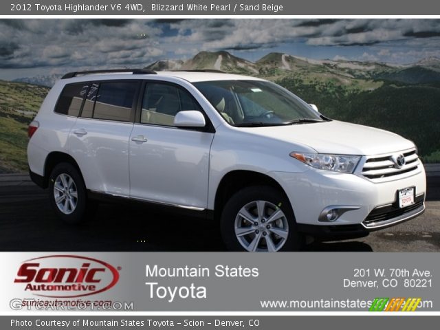 2012 Toyota Highlander V6 4WD in Blizzard White Pearl