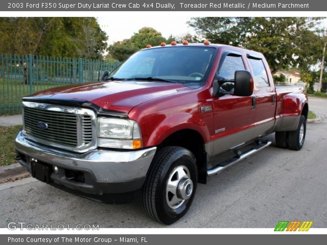 2003 Ford F350 Super Duty Lariat Crew Cab 4x4 Dually in Toreador Red Metallic
