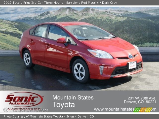 2012 Toyota Prius 3rd Gen Three Hybrid in Barcelona Red Metallic