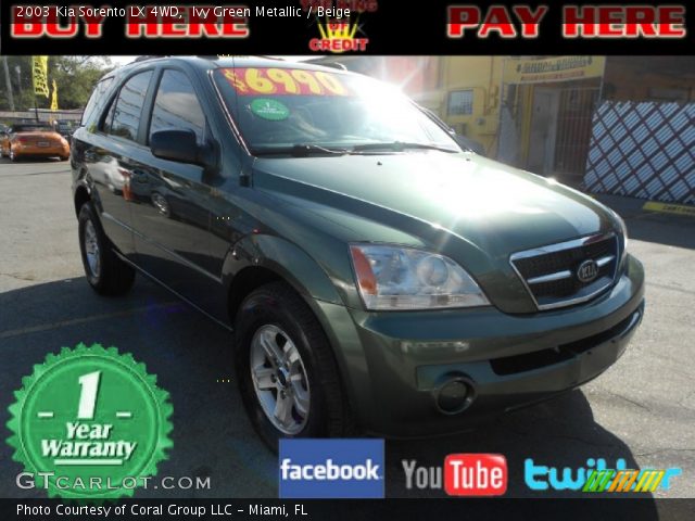 2003 Kia Sorento LX 4WD in Ivy Green Metallic