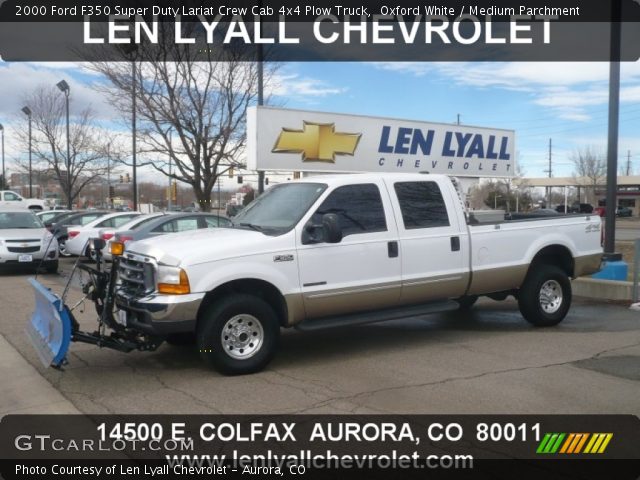 2000 Ford F350 Super Duty Lariat Crew Cab 4x4 Plow Truck in Oxford White