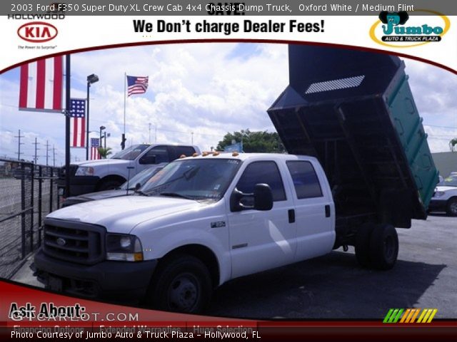 2003 Ford F350 Super Duty XL Crew Cab 4x4 Chassis Dump Truck in Oxford White