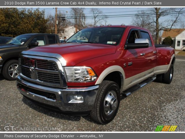 2010 Dodge Ram 3500 Laramie Crew Cab 4x4 Dually in Inferno Red Crystal Pearl