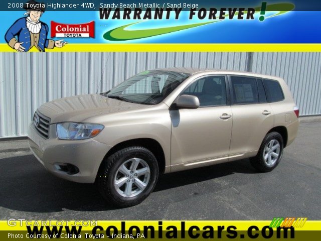 2008 Toyota Highlander 4WD in Sandy Beach Metallic