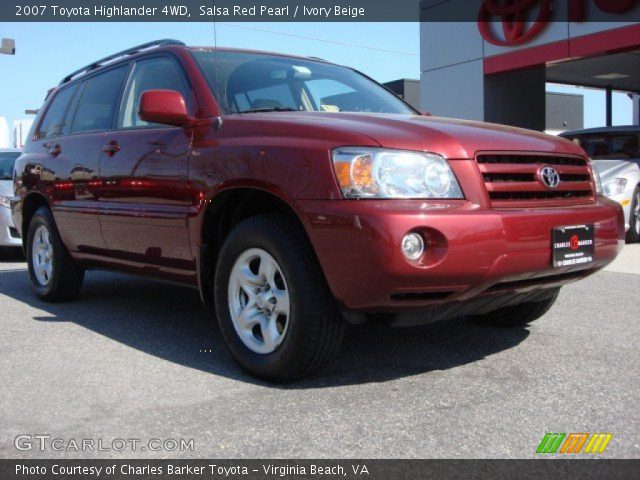 2007 Toyota Highlander 4WD in Salsa Red Pearl