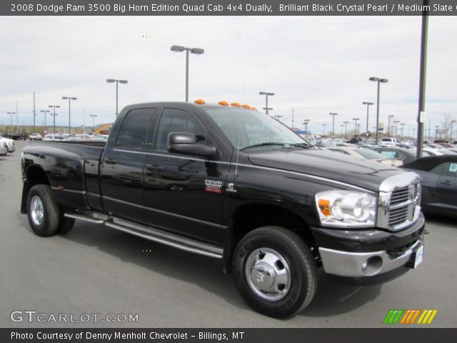 2008 Dodge Ram 3500 Big Horn Edition Quad Cab 4x4 Dually in Brilliant Black Crystal Pearl