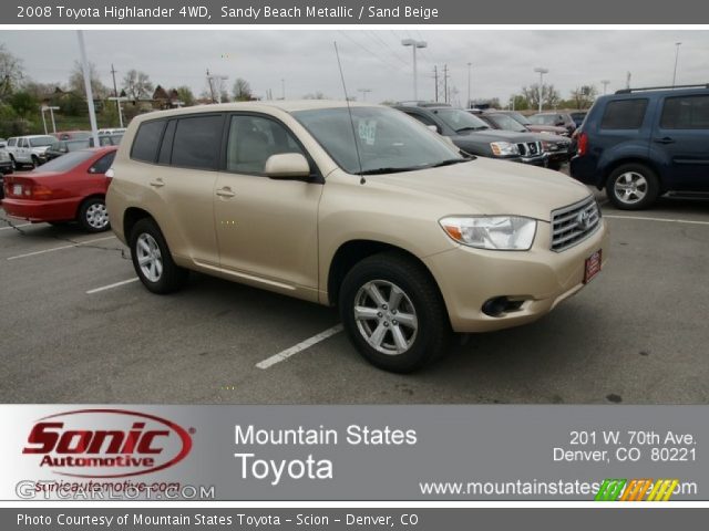 2008 Toyota Highlander 4WD in Sandy Beach Metallic