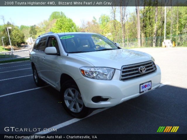 2008 Toyota Highlander 4WD in Blizzard White Pearl