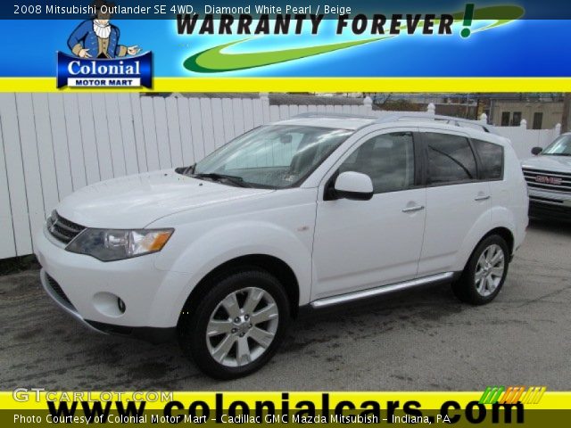 2008 Mitsubishi Outlander SE 4WD in Diamond White Pearl