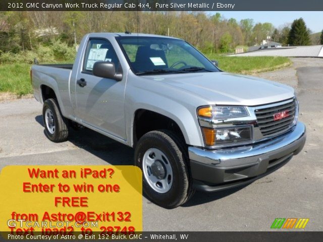 2012 GMC Canyon Work Truck Regular Cab 4x4 in Pure Silver Metallic