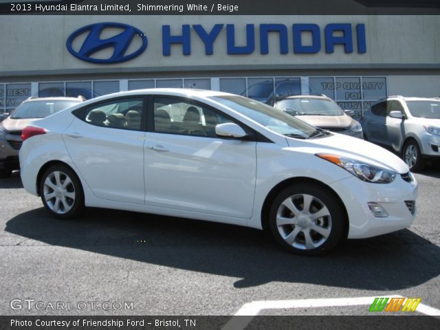 Shimmering White 2013 Hyundai Elantra Limited Beige