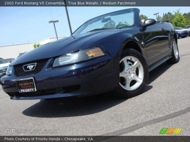 2003 Ford Mustang V6 Convertible in True Blue Metallic