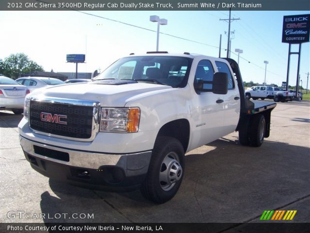 2012 GMC Sierra 3500HD Regular Cab Dually Stake Truck in Summit White