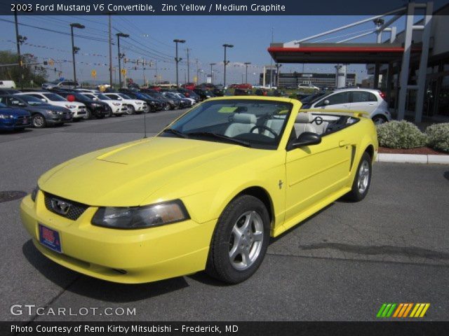 2003 Ford Mustang V6 Convertible in Zinc Yellow