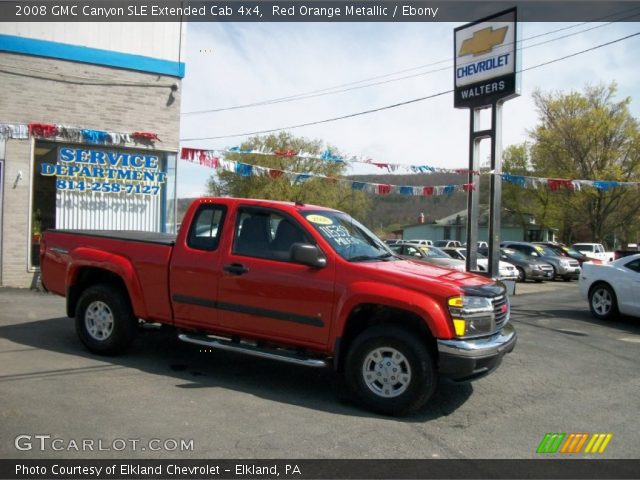 2008 GMC Canyon SLE Extended Cab 4x4 in Red Orange Metallic