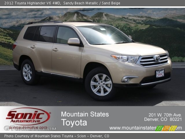2012 Toyota Highlander V6 4WD in Sandy Beach Metallic