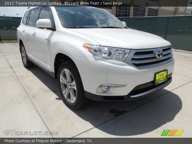 2012 Toyota Highlander Limited in Blizzard White Pearl