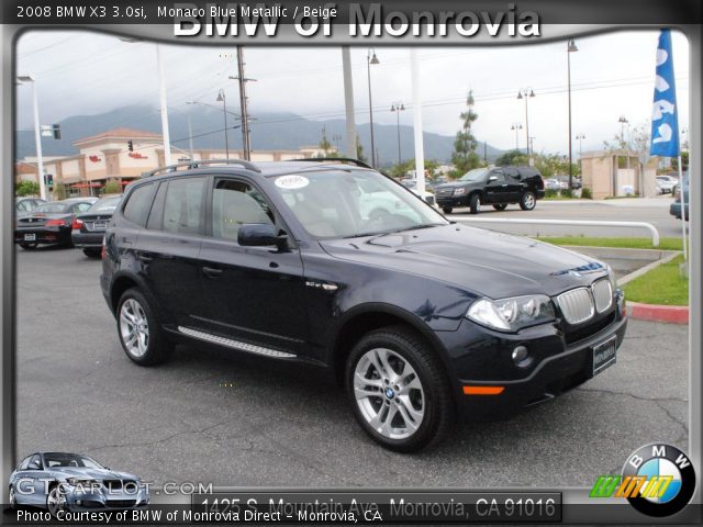 2008 BMW X3 3.0si in Monaco Blue Metallic